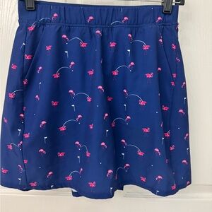 Navy/Pink Flamingo Print Golf Skort Comfy